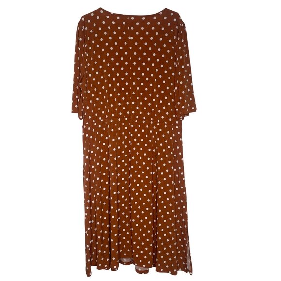 Girl With Curves Midi Dress XL Petite Rust Brown Polka Dot Knit Fall - Picture 3 of 11